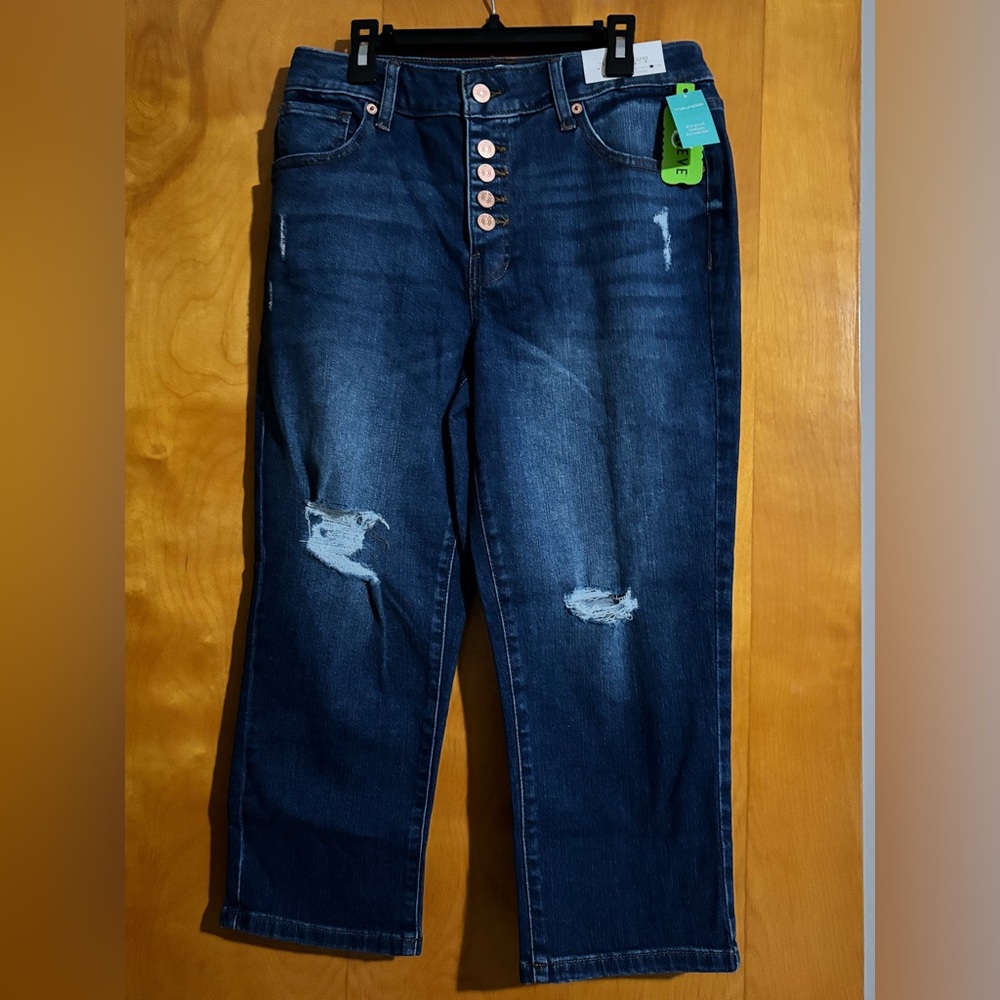Maurices Dark Blue Distressed skinny capri